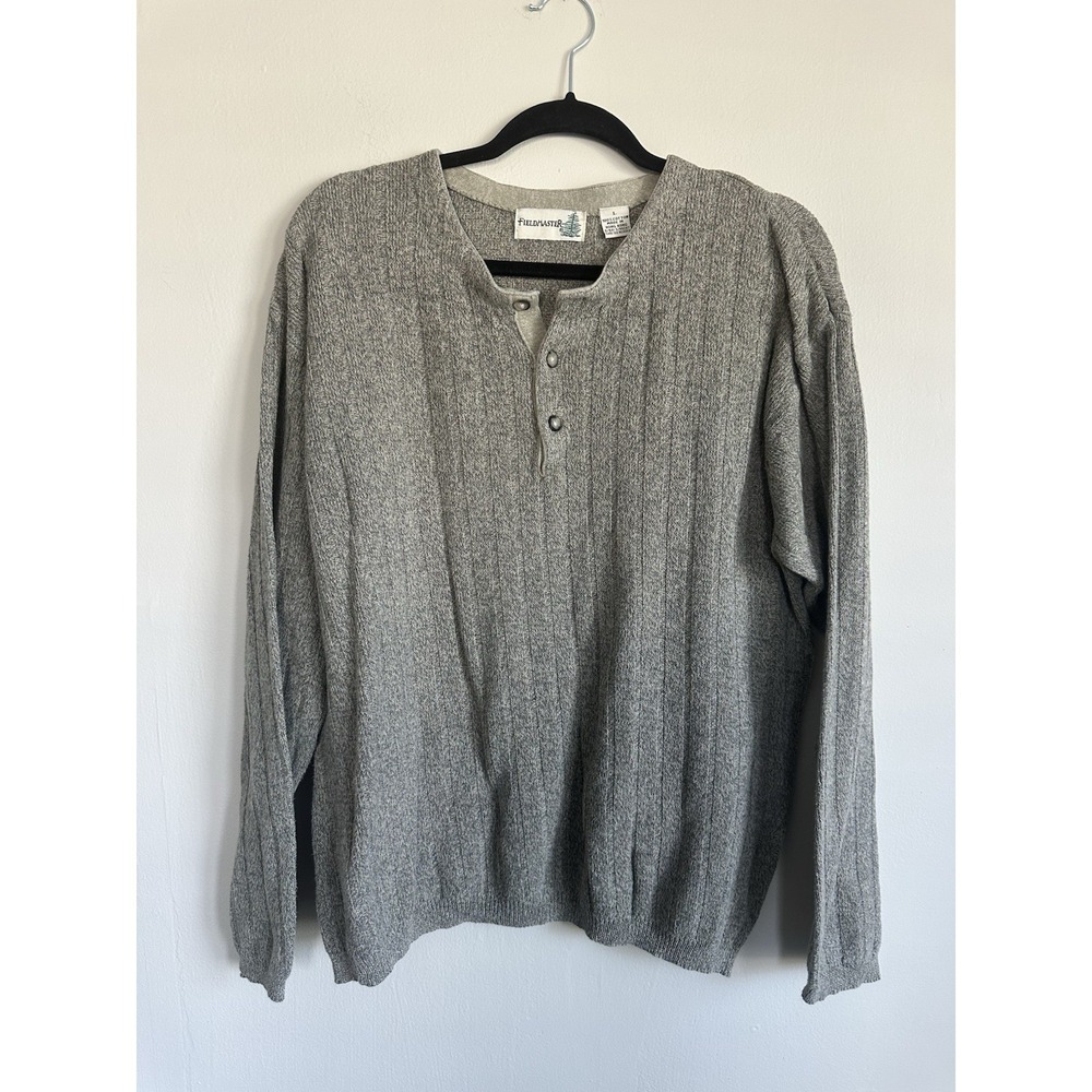VTG 100% Cotton Fieldmaster‎ Sweater Thermal Pullover Mens Size Large